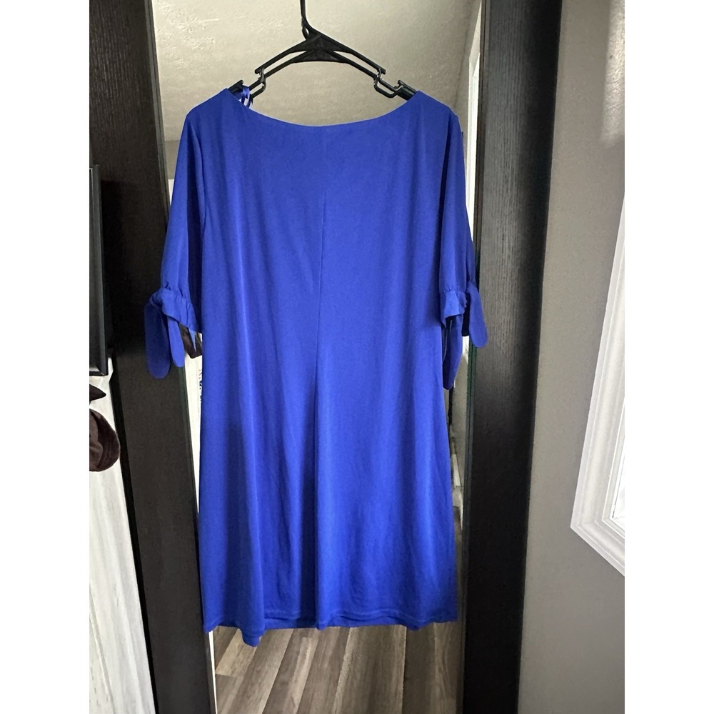 Jessica H Royal Blue Shift Dress With Tie Sleeves Size 16 - Picture 4 of 5